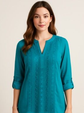 RXB Lace Embroidered V-Neck Top Large